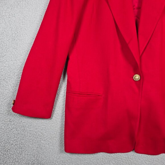 Vintage Talbots Blazer Womens Large 12 Worsted Wool Classic Jacket Red Preppy - Picture 5 of 15